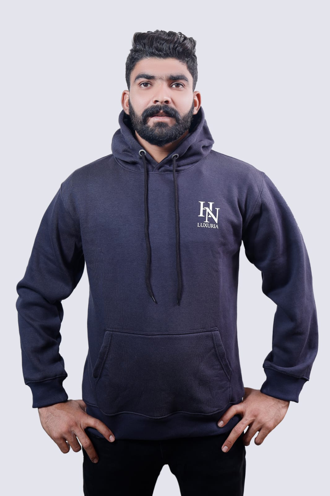 HN-LUXURIA Dark Grey Fleece 300 Plus GSM Hoodie