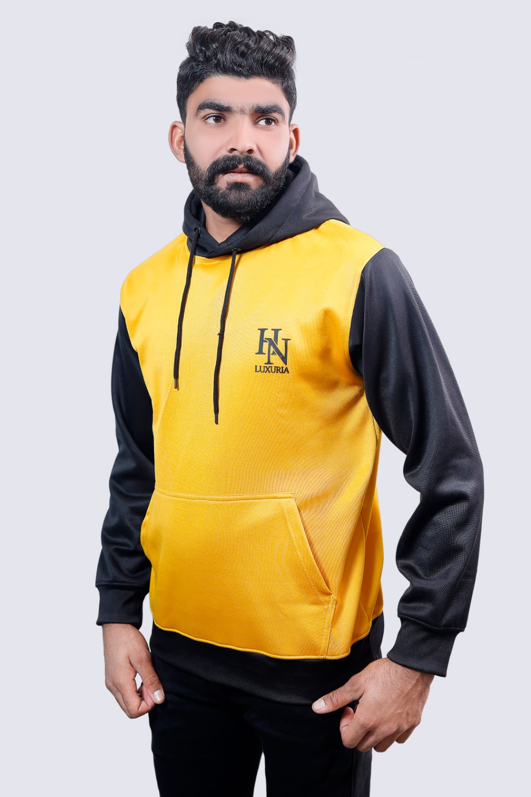 INTERLOCK Dual colour Yellow & Black Hoodie