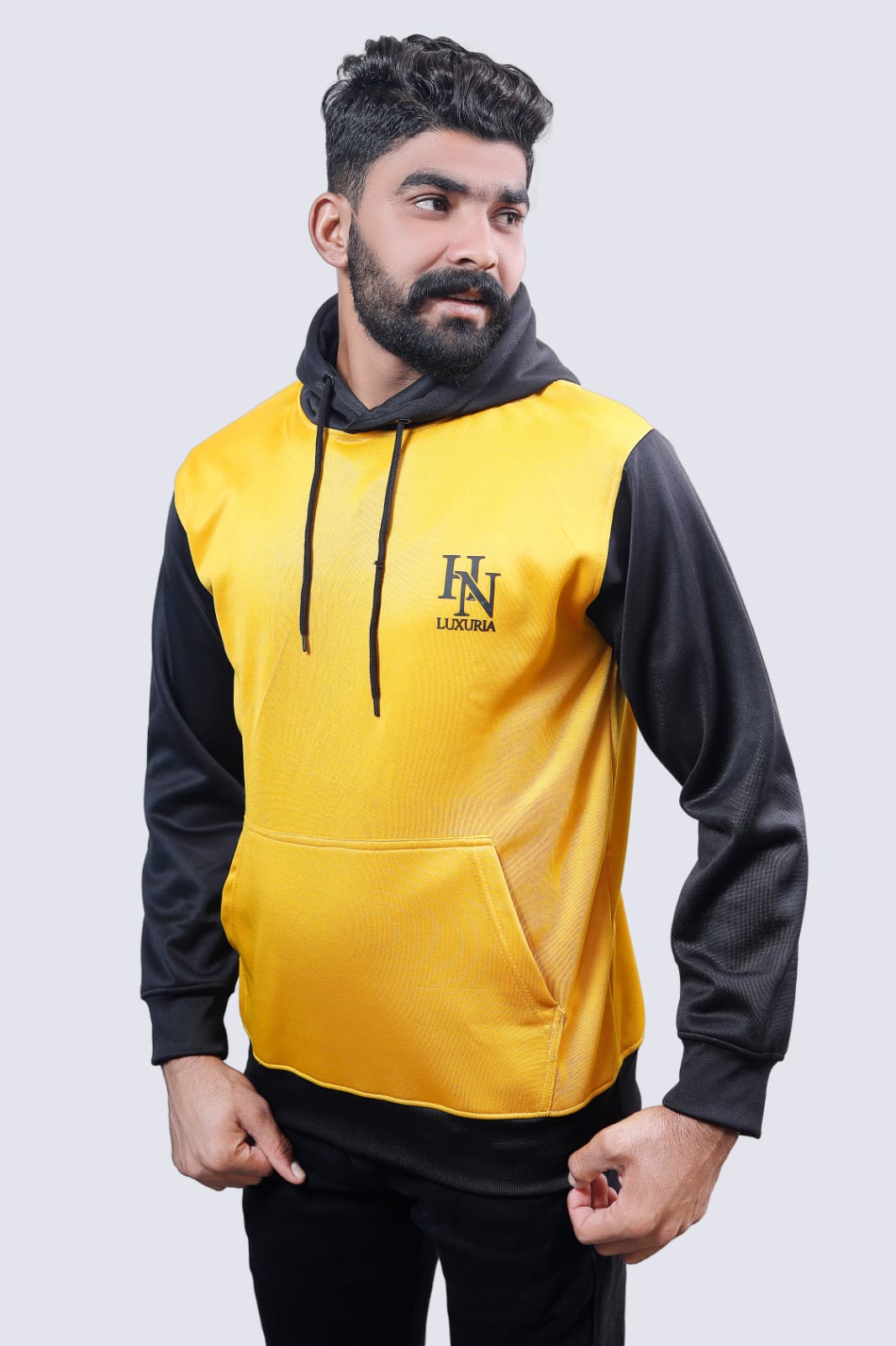 INTERLOCK Dual colour Yellow & Black Hoodie